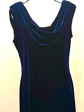 Mother of the Bride Navy Blue Velvet Maxi Dress Elegant Caplet Overlay, Formal